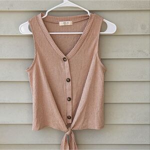Jolie nude front knot top